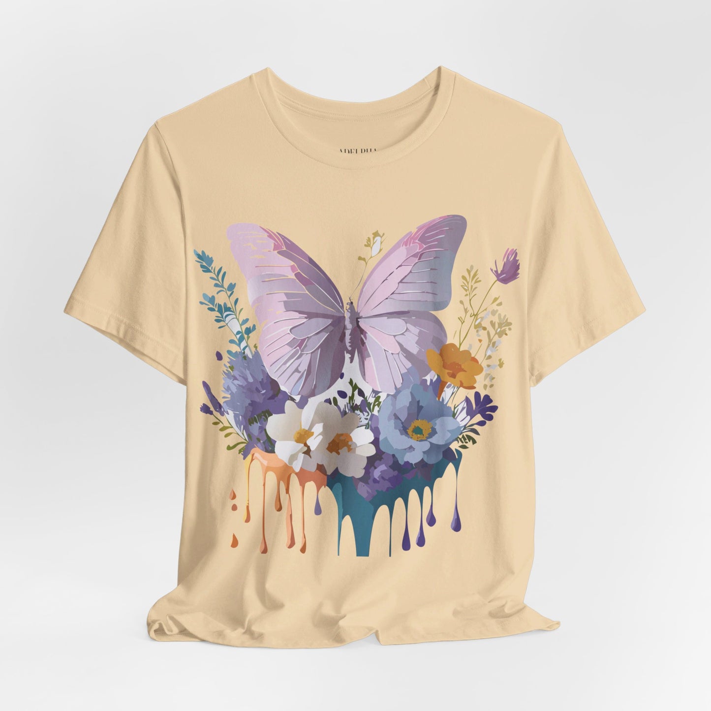 Natural Cotton Tee Shirt with Butterfly