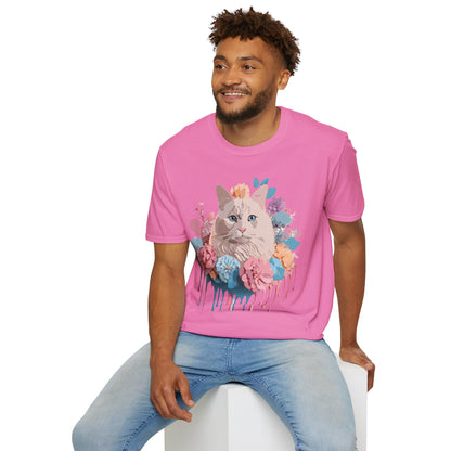 Cat Shirt Unisex Short Sleeve Cat Tee Kitten Design Gildan Softstyle 64000 Tee