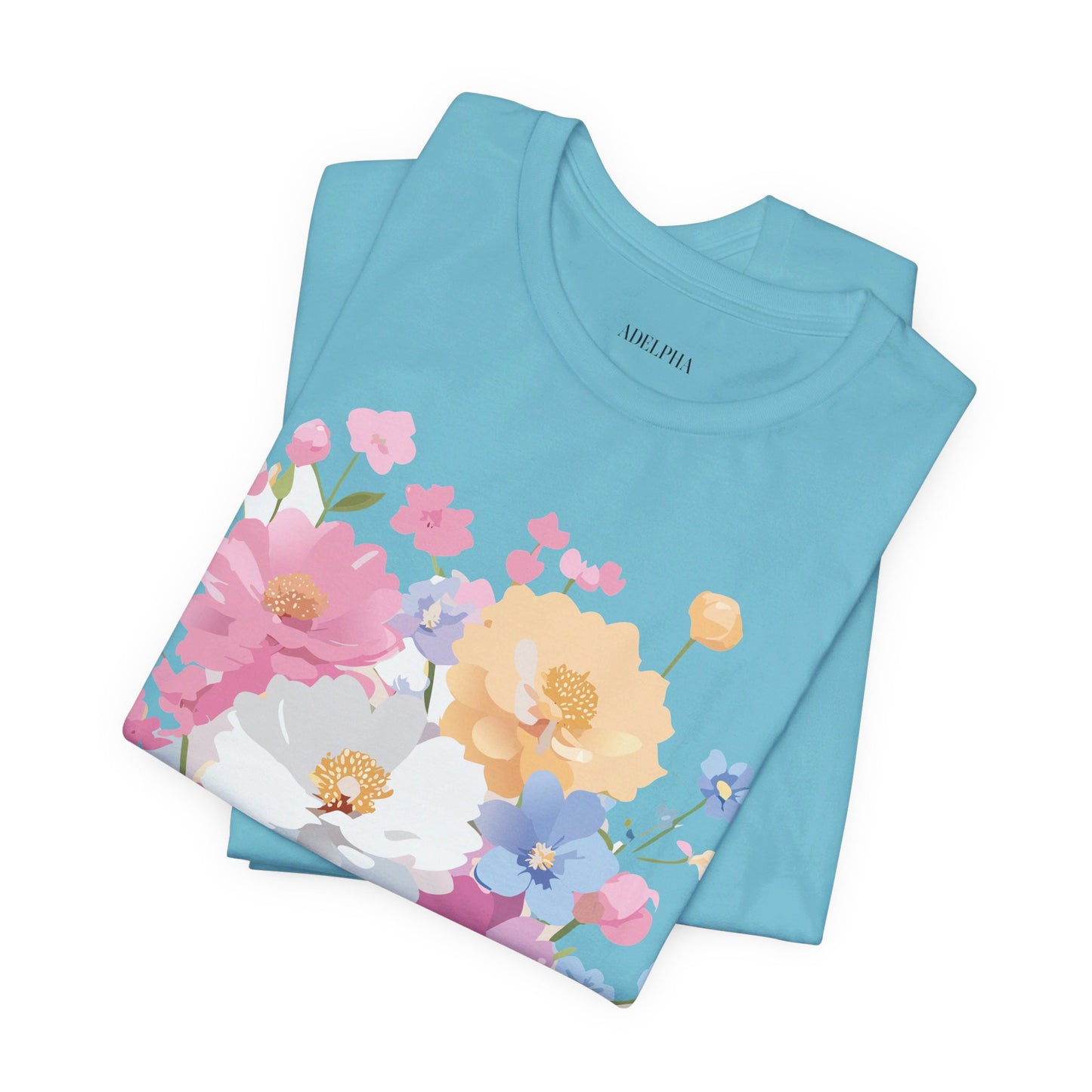 T-shirt en coton naturel avec fleurs