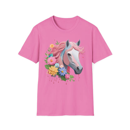 Unisex Horse Shirt Softstyle Cotton Tee With Animal Print Design