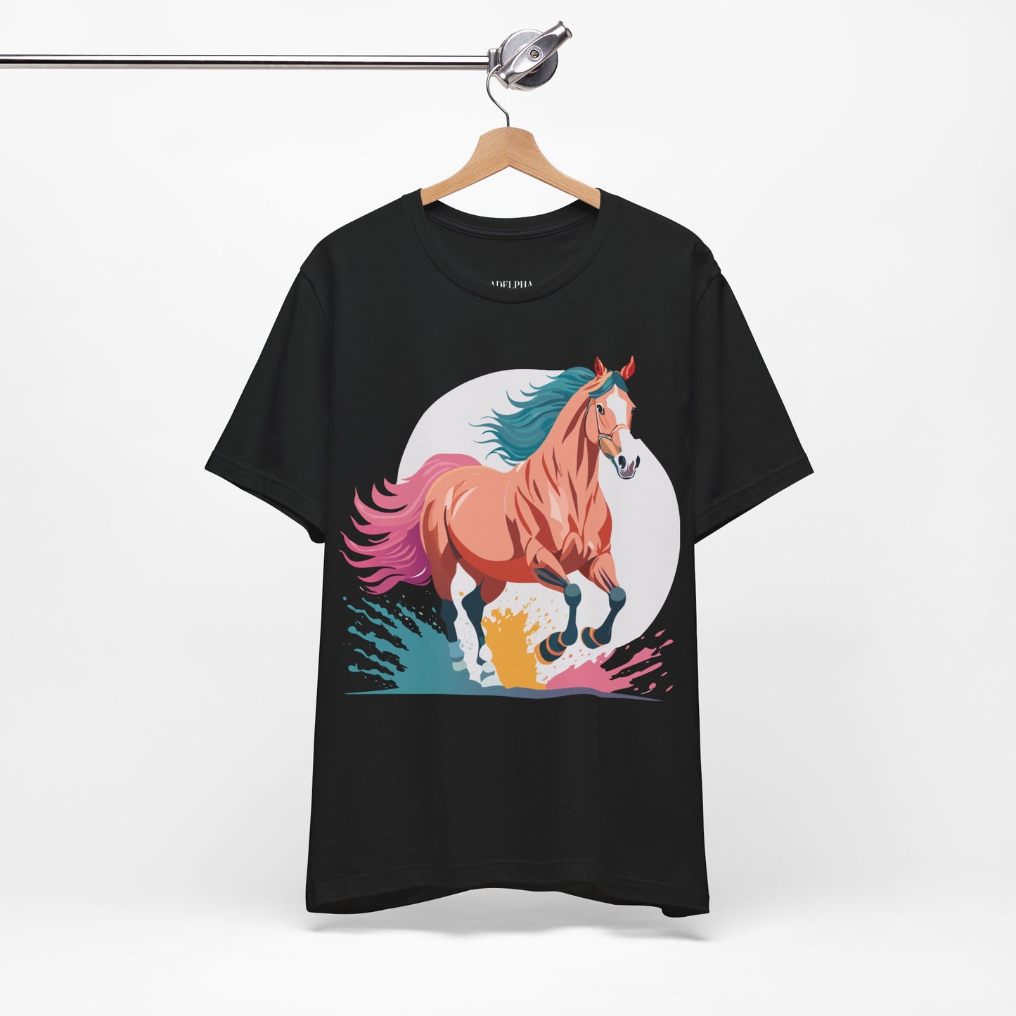 Natural Cotton Tee Shirt with Horse