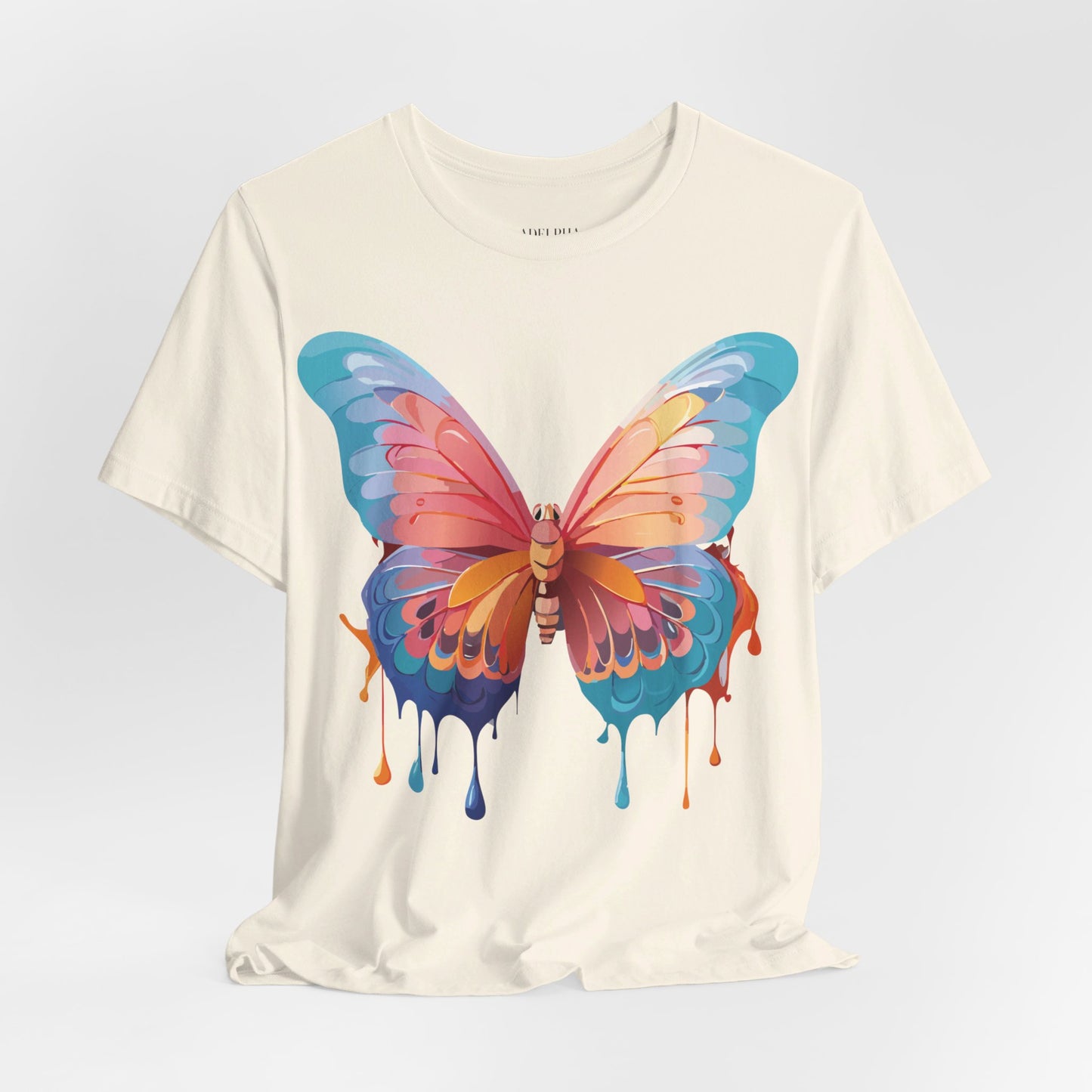 Natural Cotton Tee Shirt with Butterfly