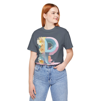 Natural Cotton Tee Shirt - Letters Collection - P Printify
