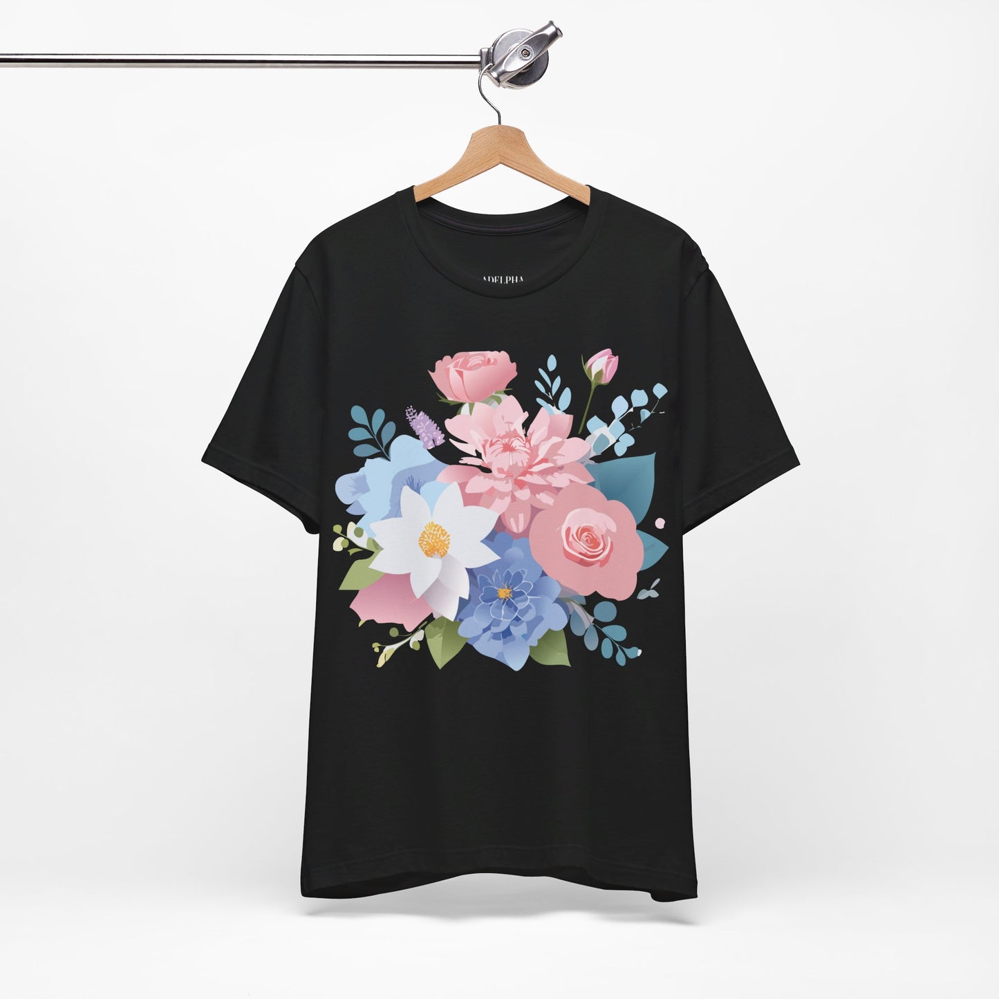 Natural Cotton Tee Shirt with Flowers