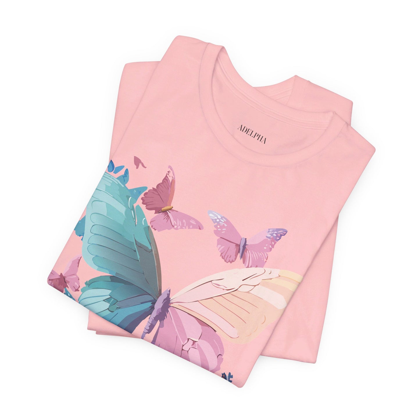 Natural Cotton Tee Shirt with Butterfly