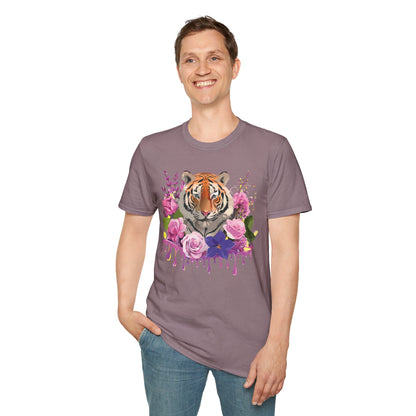 Tiger Print Shirt Unisex Animal Tee Softstyle Gildan 64000 Cotton