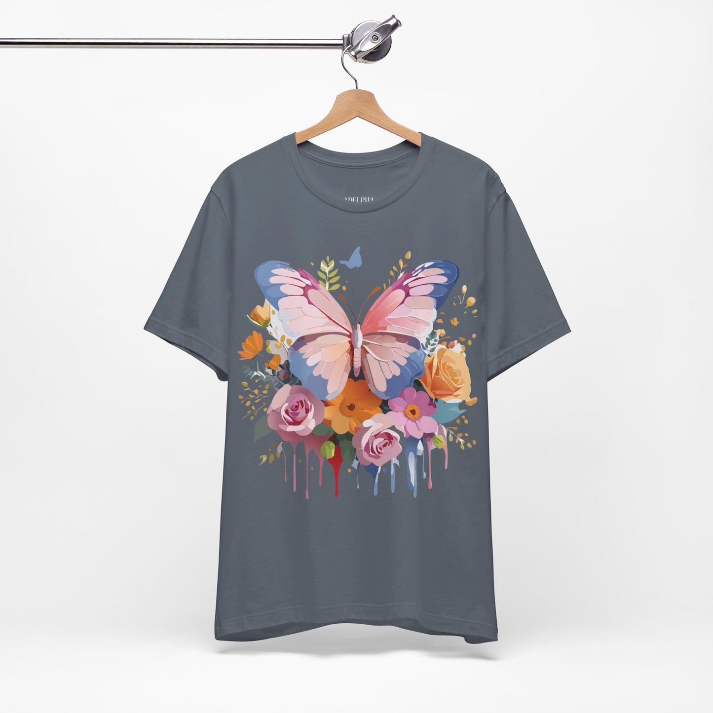 Natural Cotton Tee Shirt with Butterfly