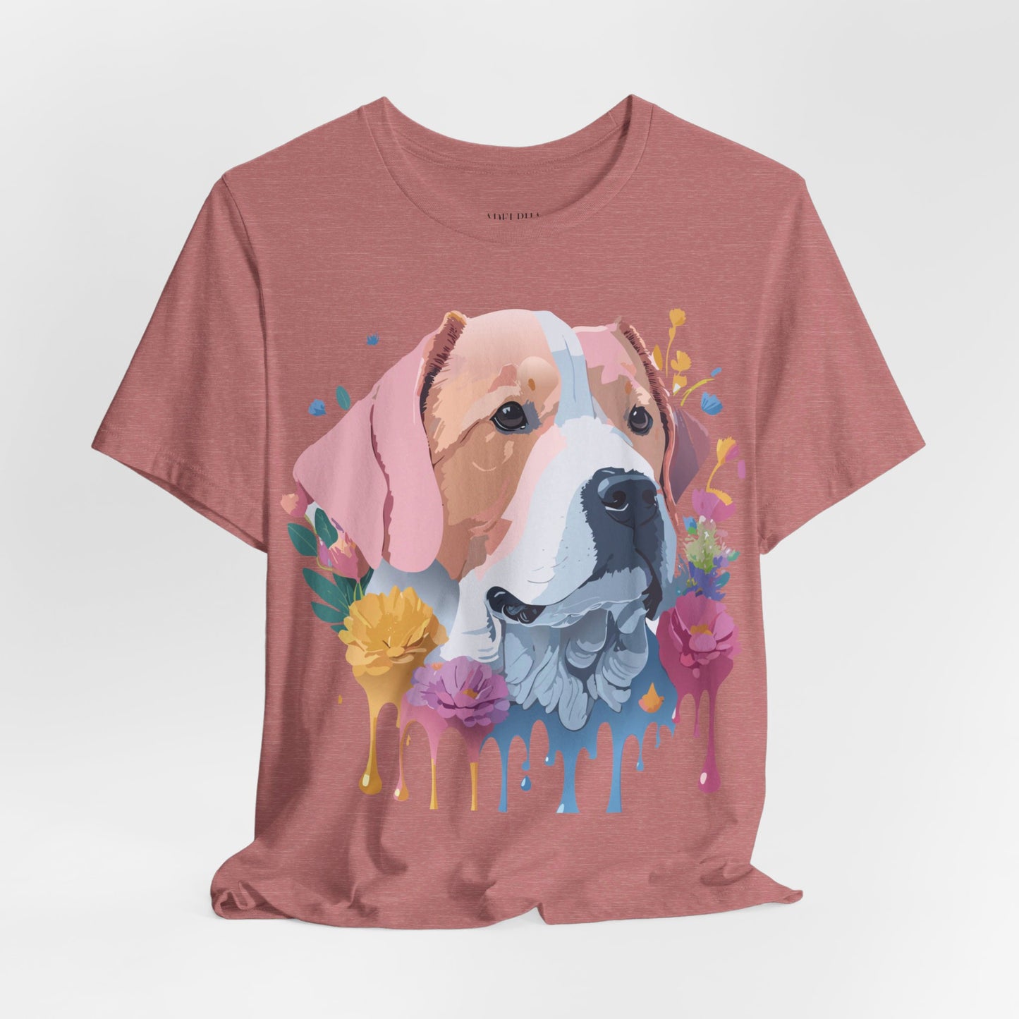 Natural Cotton Tee Shirt with Dog