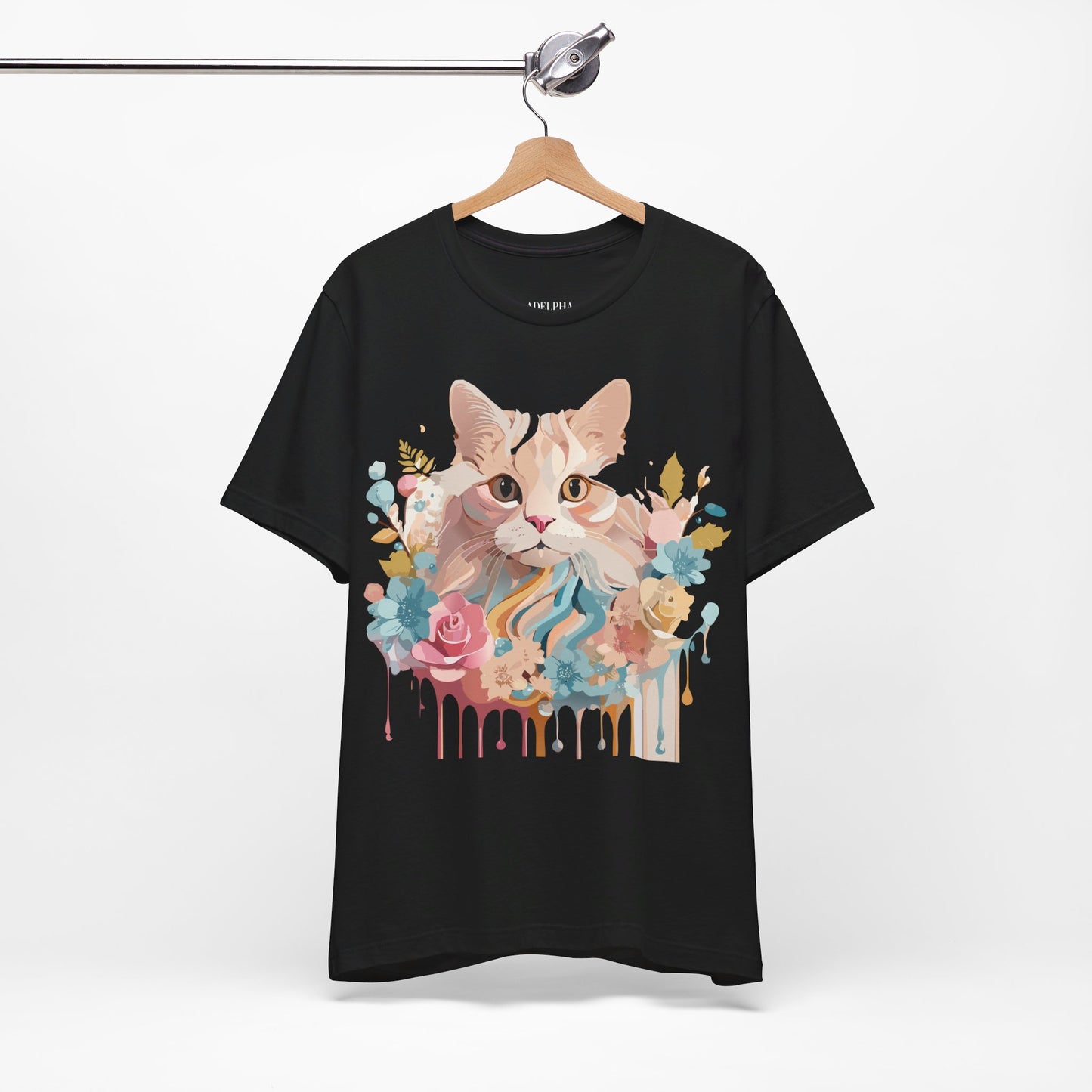 Natural Cotton Tee Shirt with Cat