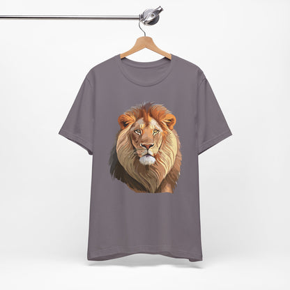 Safari Lion Head Illustration T-Shirt Unisex Cotton Realistic Lion Portrait Tee 3