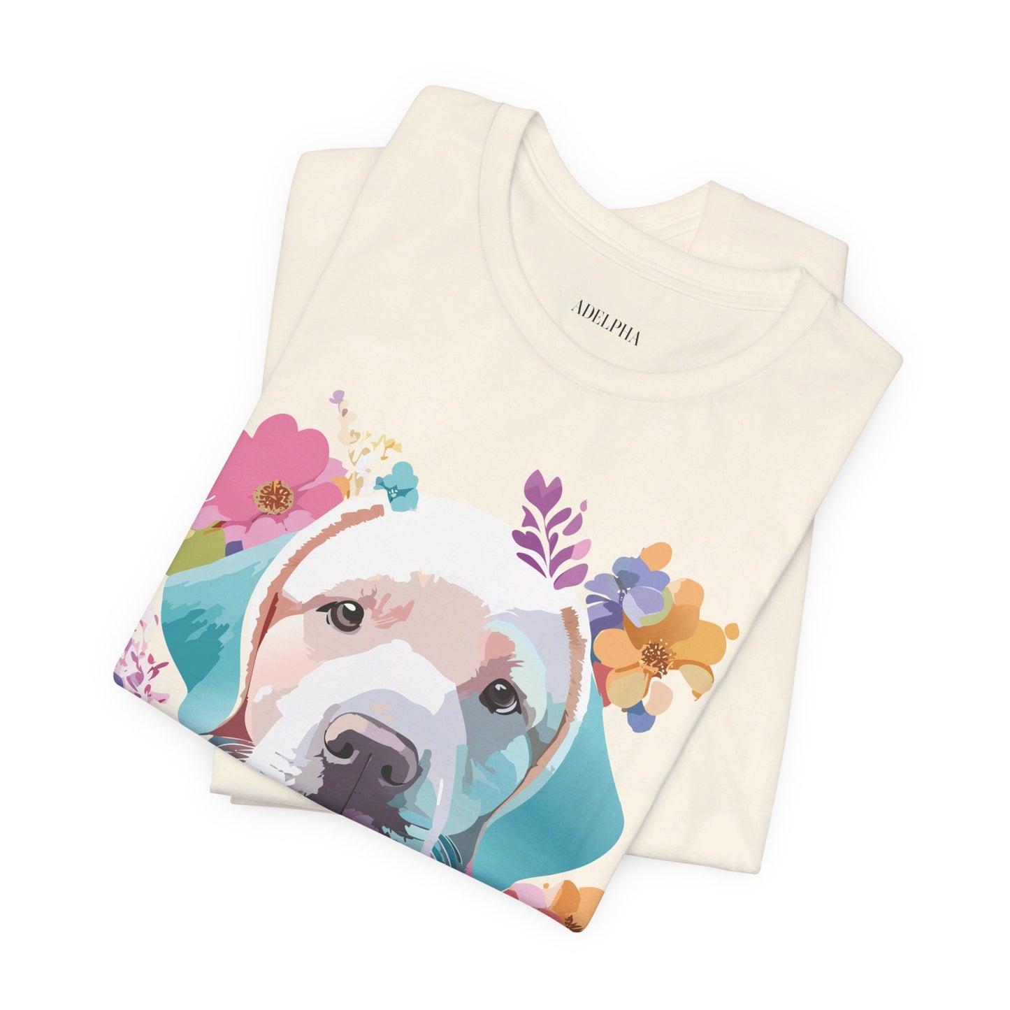 Natural Cotton Tee Shirt with Dog