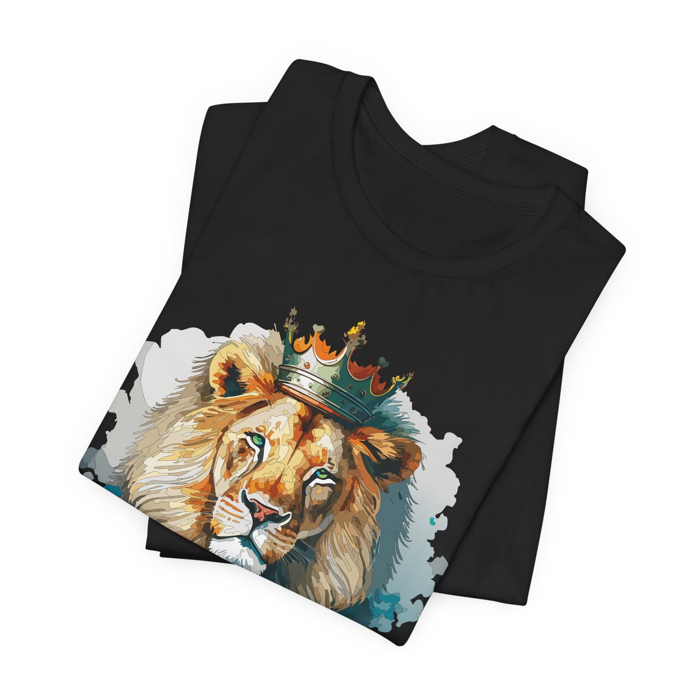 Lion with Crown Tee Unisex Cotton Watercolor King Lion Graphic T-Shirt 2