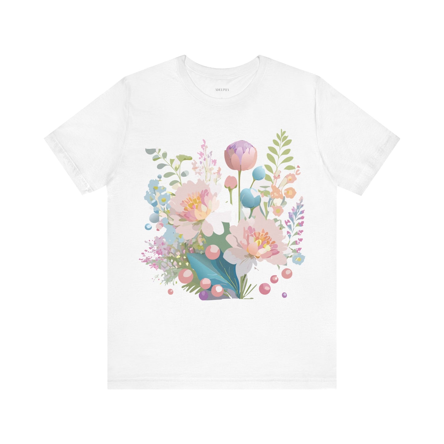 Natural Cotton Tee Shirt with Flowers