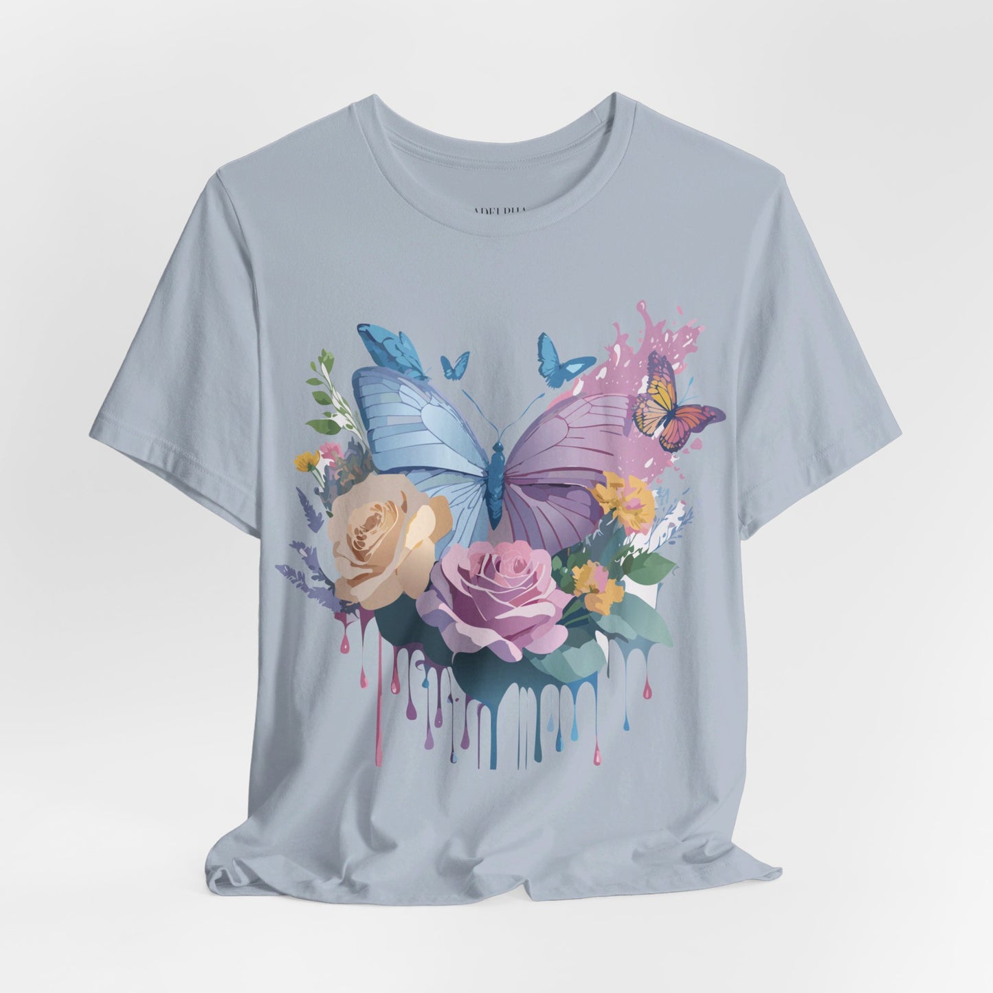 Natural Cotton Tee Shirt with Butterfly