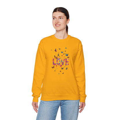 Unisex Floral Love Butterfly Sweatshirt 50 50 Cotton Poly Valentines Day