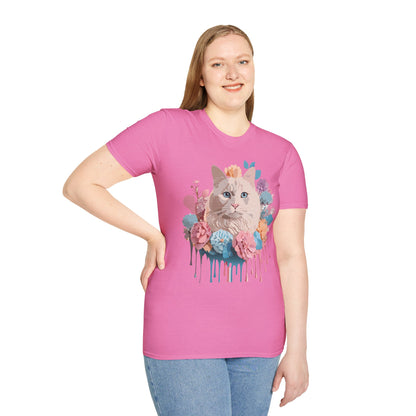 Cat Shirt Unisex Short Sleeve Cat Tee Kitten Design Gildan Softstyle 64000 Tee