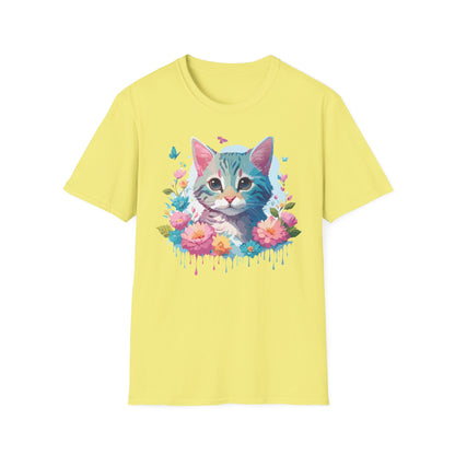 Cat Shirt Unisex Tee Kitten Cat Tee Softstyle 100 Percent Cotton Gildan 64000