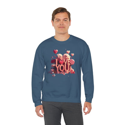 Unisex Heart Love Sweatshirt Floral Valentines Day Cotton Poly Fifty Fifty Blend