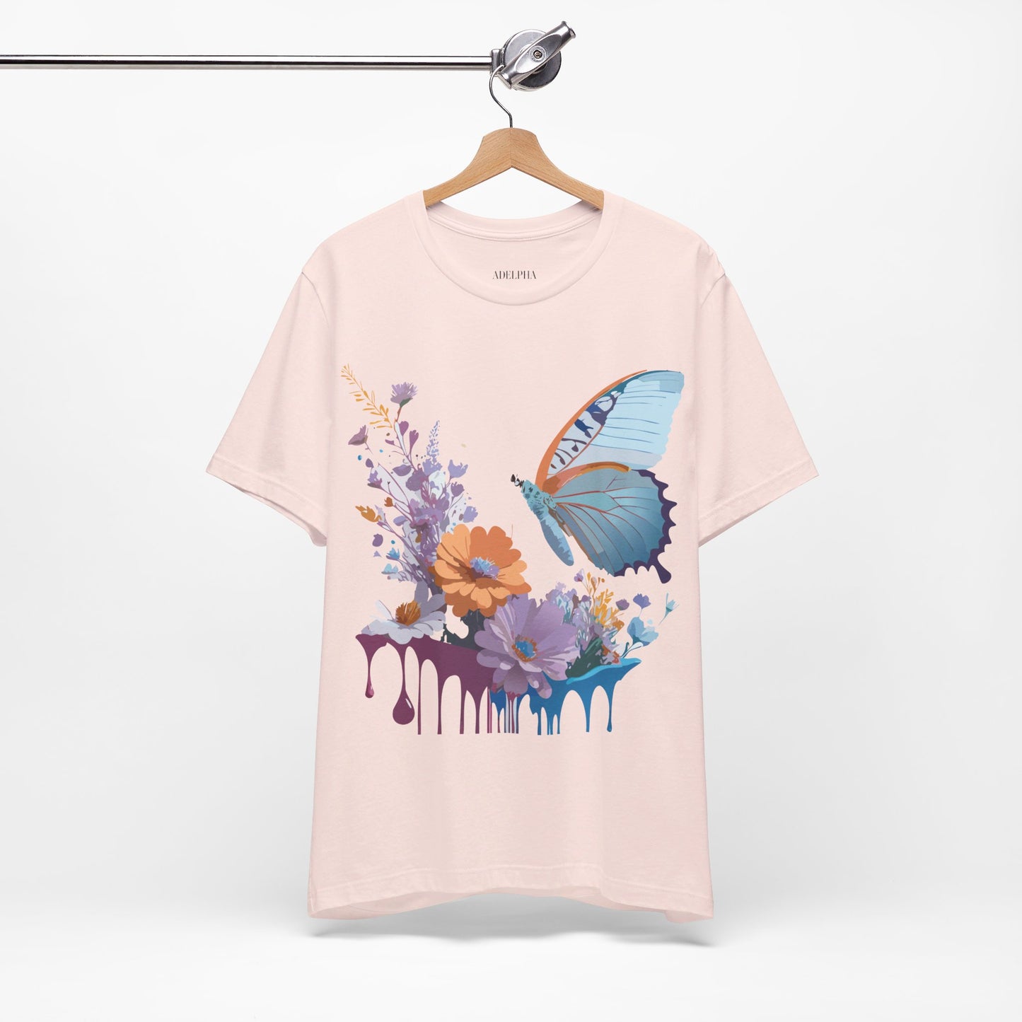 Natural Cotton Tee Shirt with Butterfly