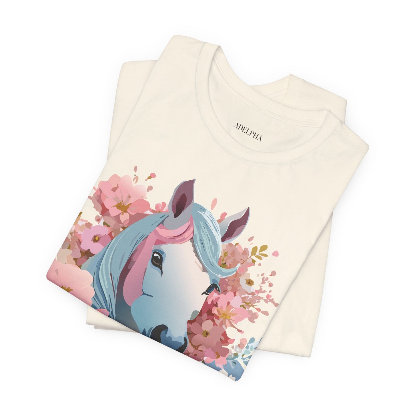 Natural Cotton Tee Shirt with Horse