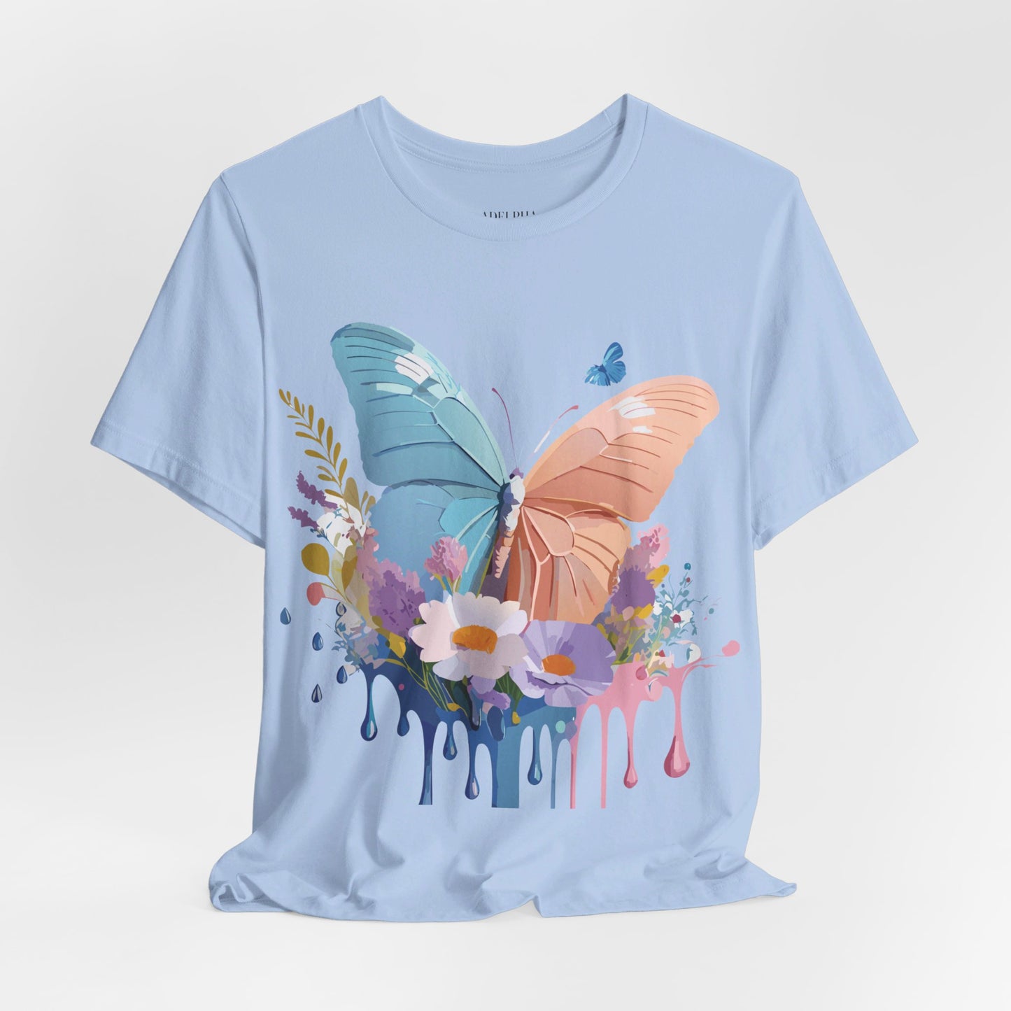 Natural Cotton Tee Shirt with Butterfly