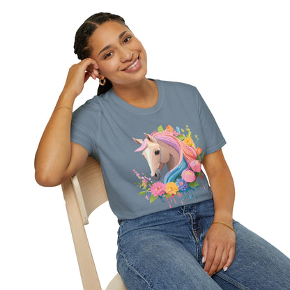 Unisex Horse Shirt Soft Cotton Tee With Animal Artwork Gildan Softstyle