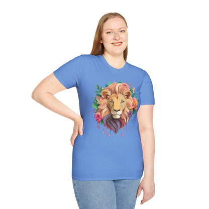 Lion Shirt Unisex Softstyle Tee 100 Percent Ring Spun Cotton Animal Print