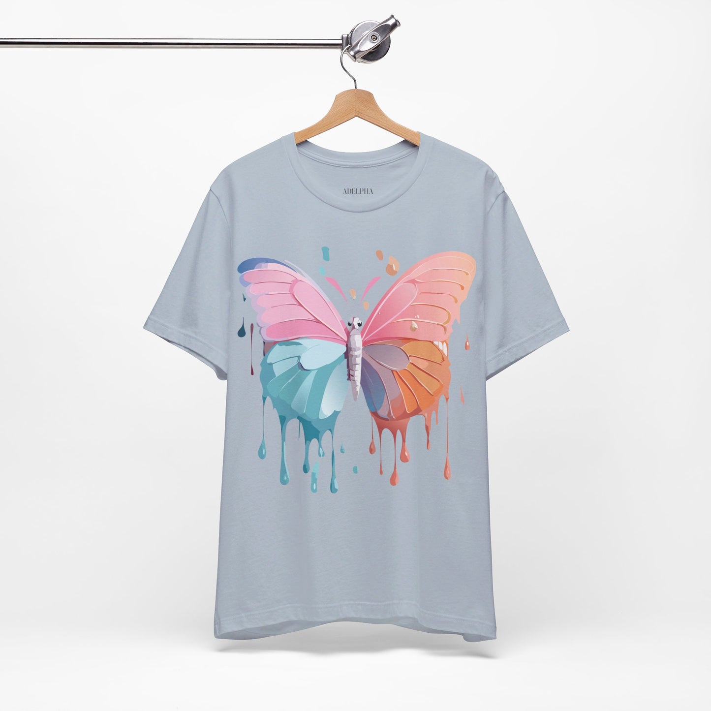 Natural Cotton Tee Shirt with Butterfly