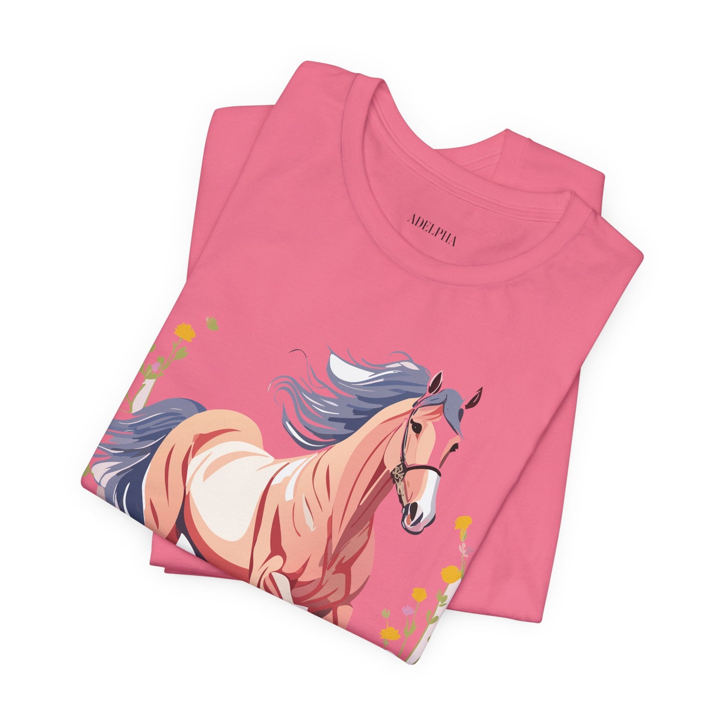 Natural Cotton Tee Shirt with Horse