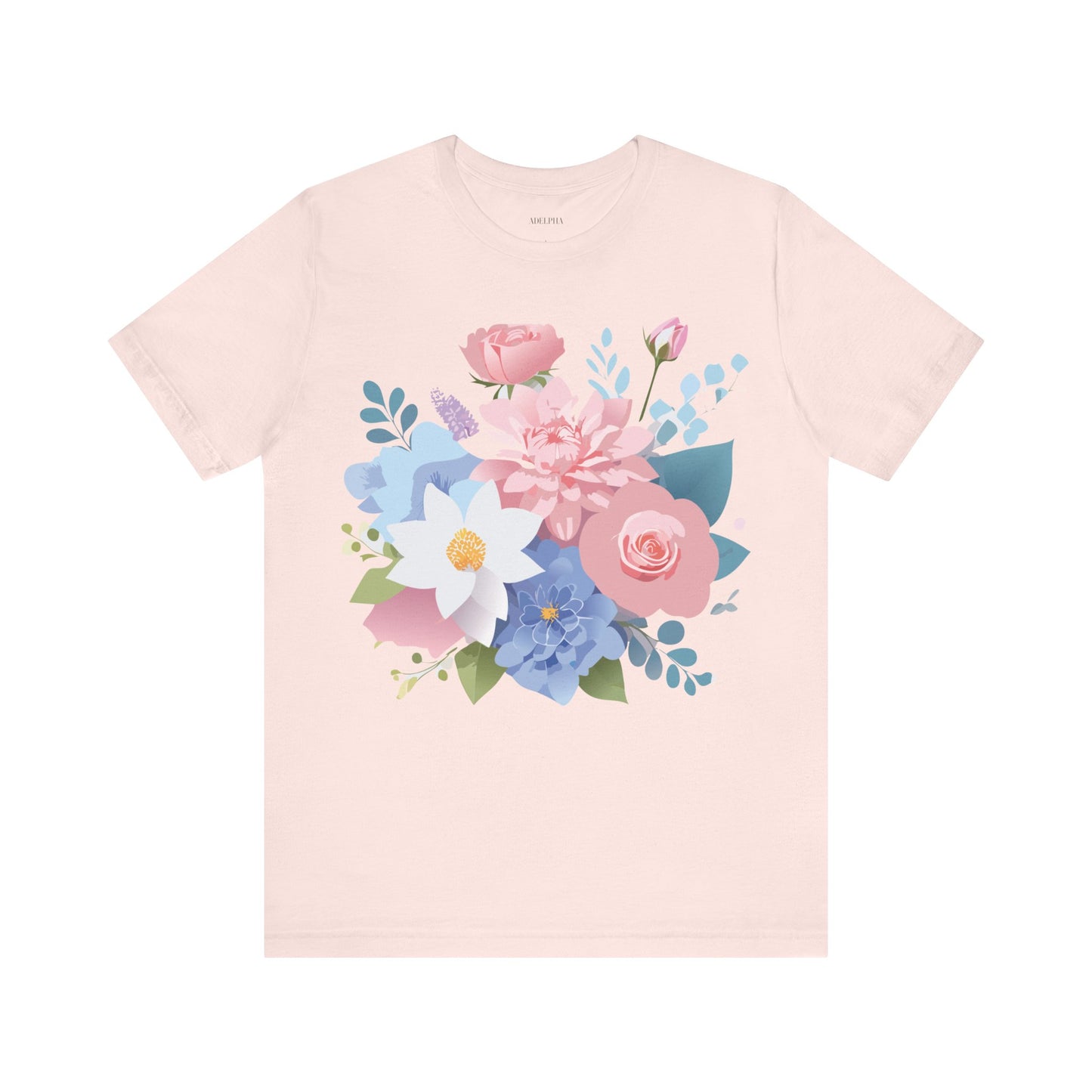 Natural Cotton Tee Shirt with Flowers