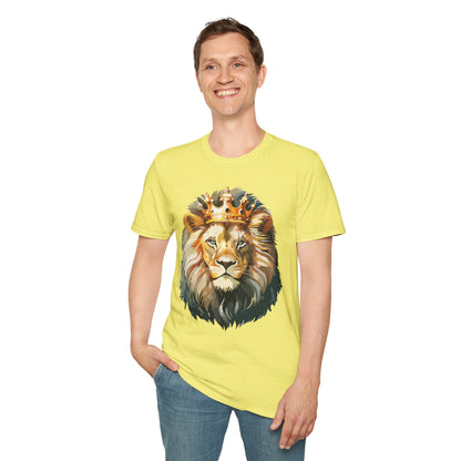 Unisex Lion Print T Shirt Softstyle 64000 One Hundred Percent Ring Spun Cotton
