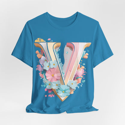 Natural Cotton Tee Shirt - Letters Collection - V Printify