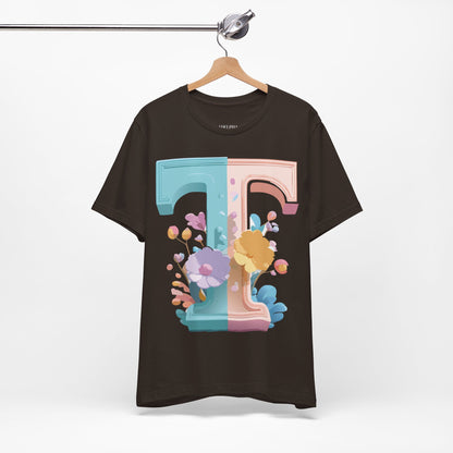 Natural Cotton Tee Shirt - Letters Collection - T Printify