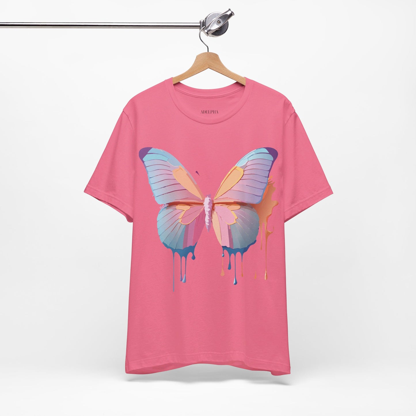 Natural Cotton Tee Shirt with Butterfly