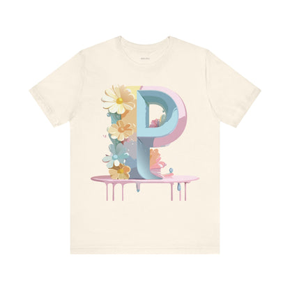 Natural Cotton Tee Shirt - Letters Collection - P Printify