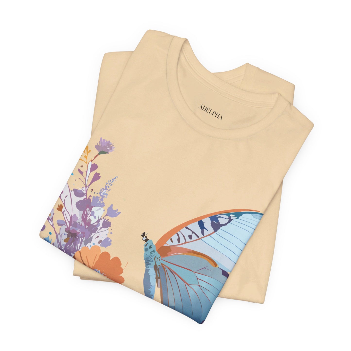 Natural Cotton Tee Shirt with Butterfly