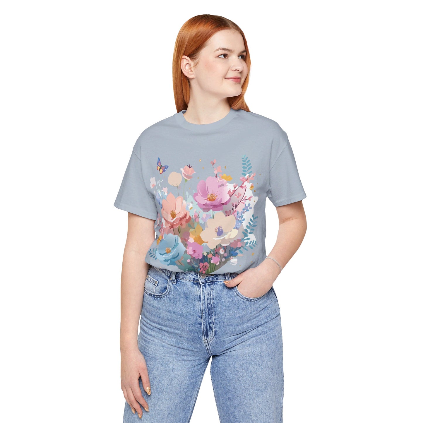 T-Shirt aus natürlicher Baumwolle mit Blumen