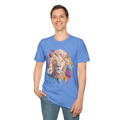 Lion Shirt Unisex Floral Lion Tee Gildan Softstyle 64000 Short Sleeve
