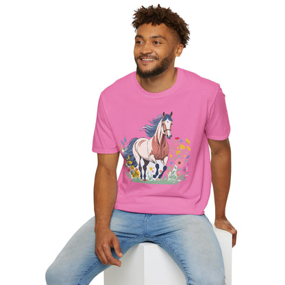 Unisex Horse Tee Softstyle Cotton Shirt With Animals Design Graphic