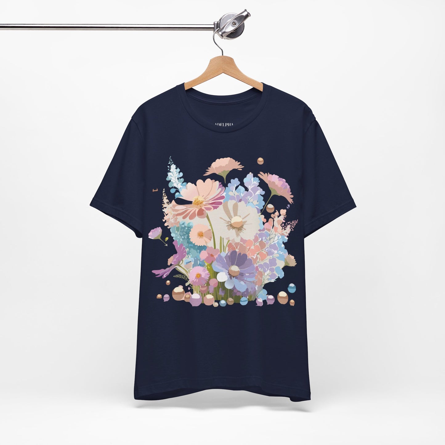 T-shirt en coton naturel avec fleurs