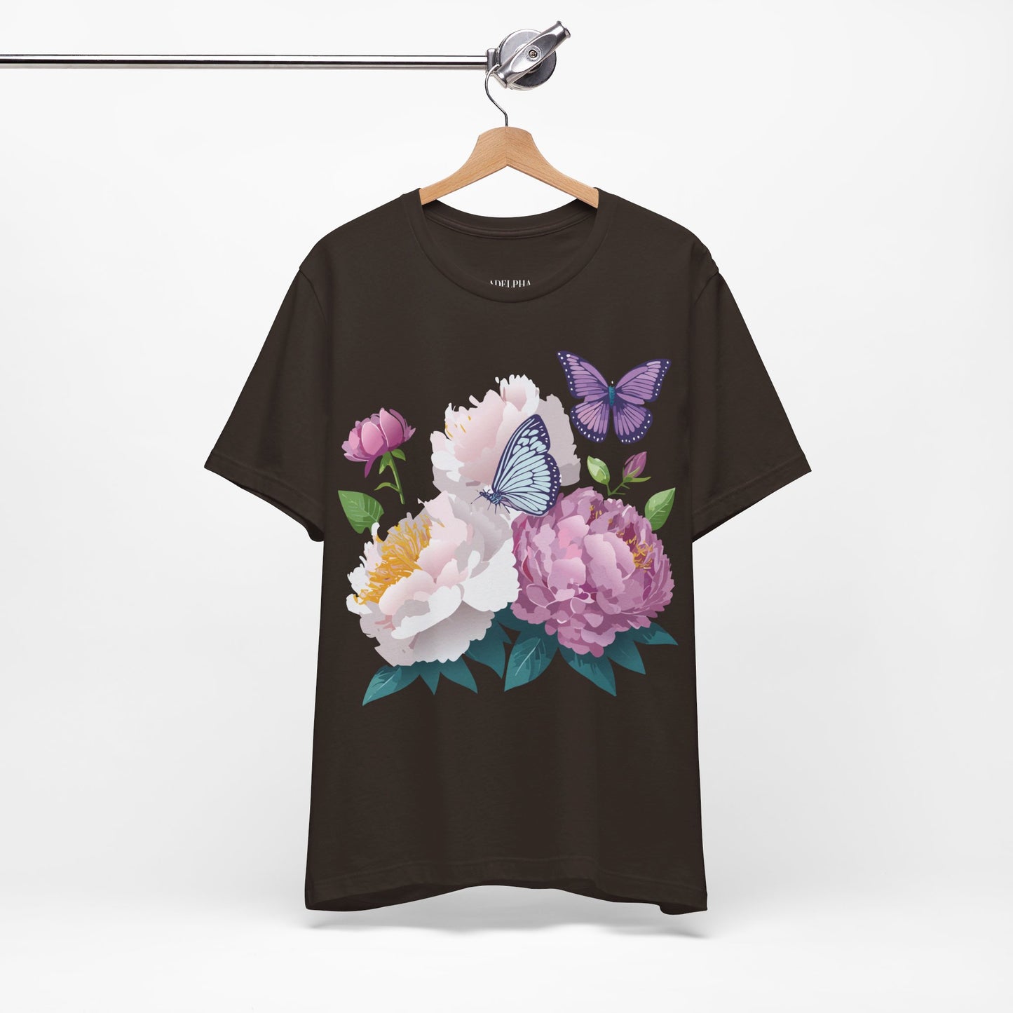 Natural Cotton Tee Shirt with Flowers