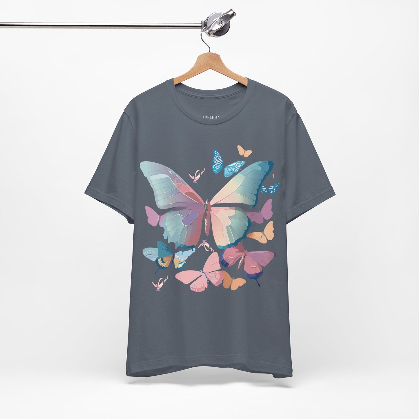 Natural Cotton Tee Shirt with Butterfly