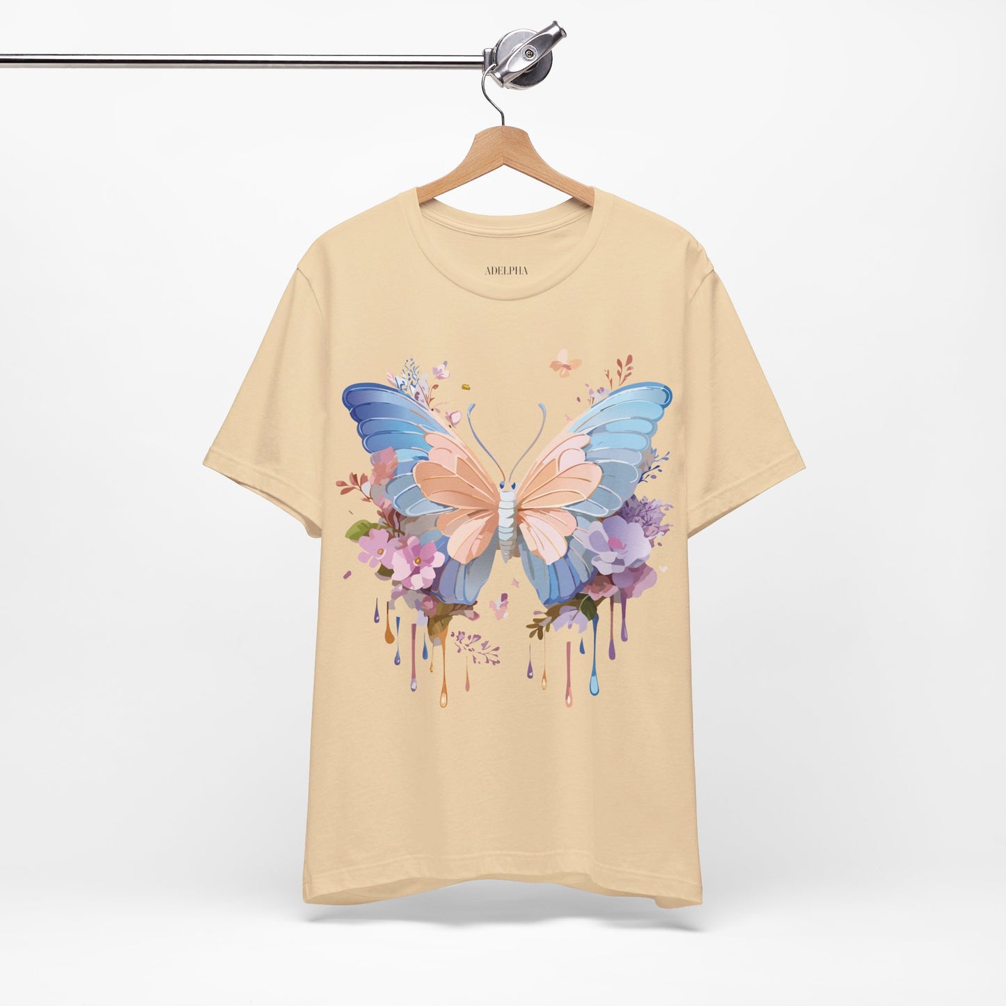 Natural Cotton Tee Shirt with Butterfly