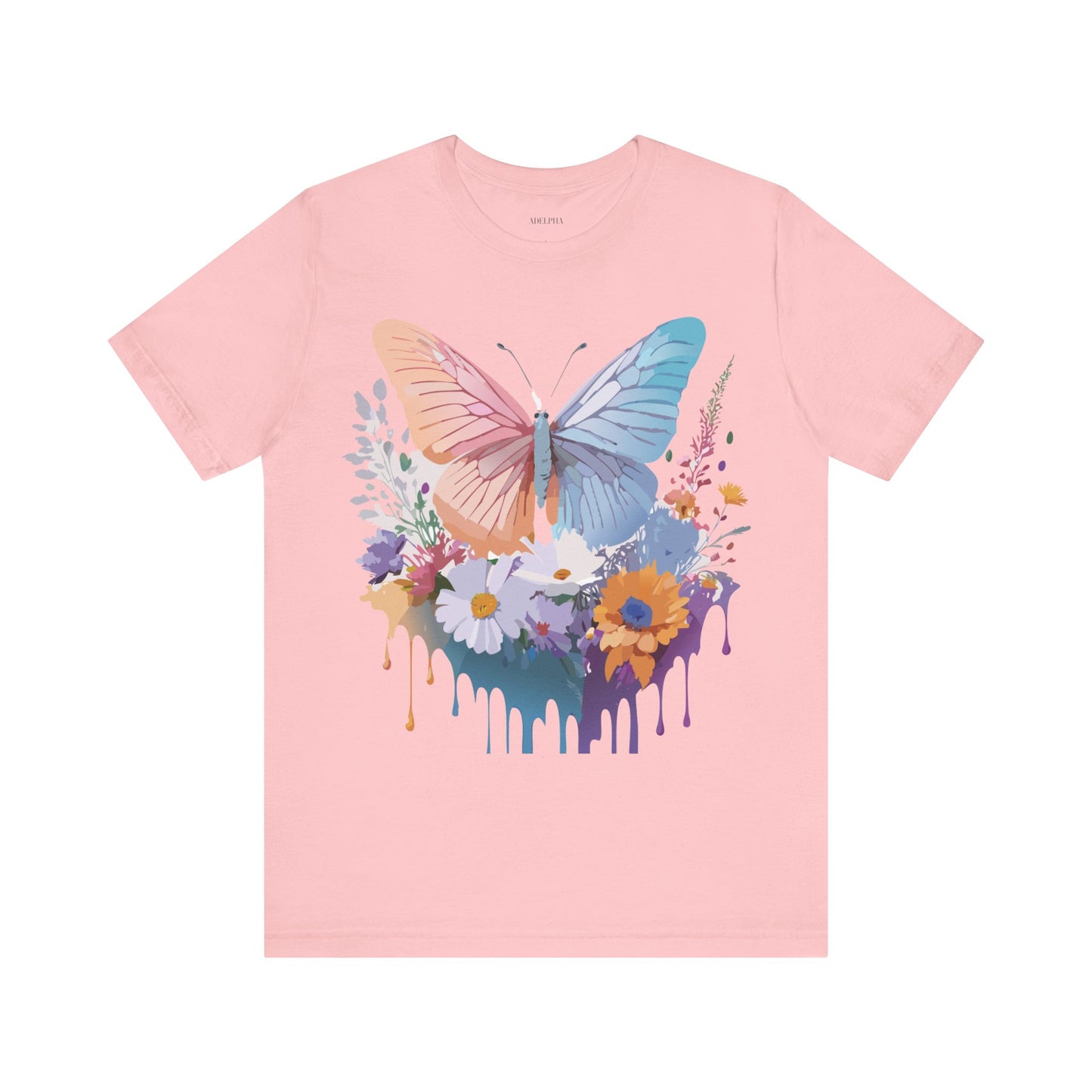 Natural Cotton Tee Shirt with Butterfly