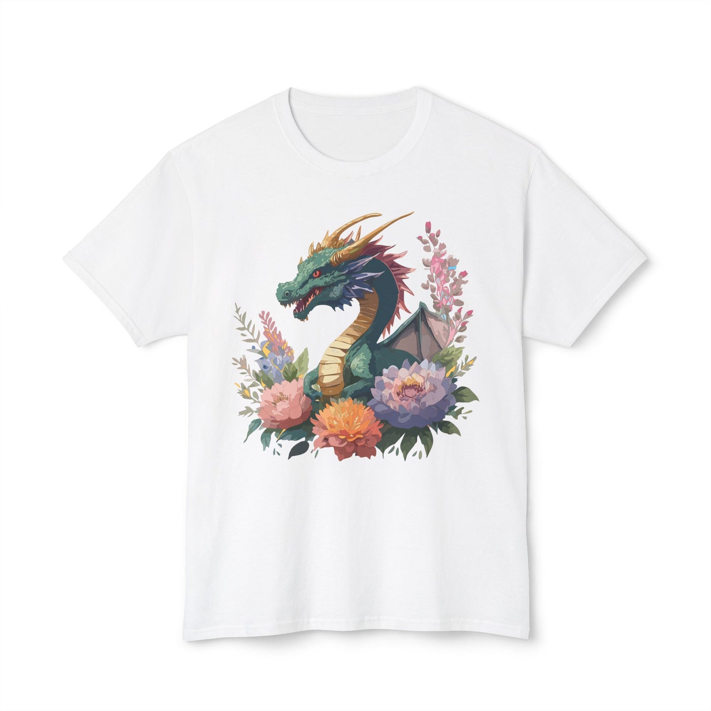 Dragon T-Shirt, Vintage Dragon Tee, Floral Tees, Dragon Art Design Shirt, Tee Shirt with Dragon 7