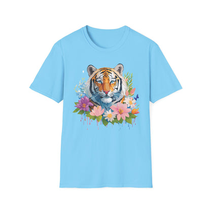 Tiger Print Unisex Softstyle T Shirt 100 Percent Ring Spun Cotton Tee