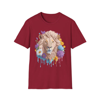 Lion Shirt Unisex Floral Lion Tee Gildan Softstyle 64000 Short Sleeve
