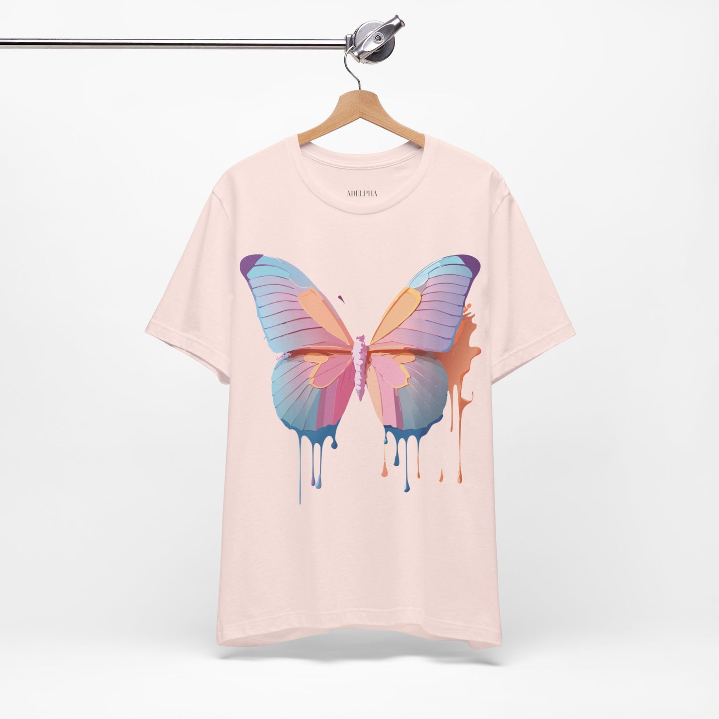 Natural Cotton Tee Shirt with Butterfly