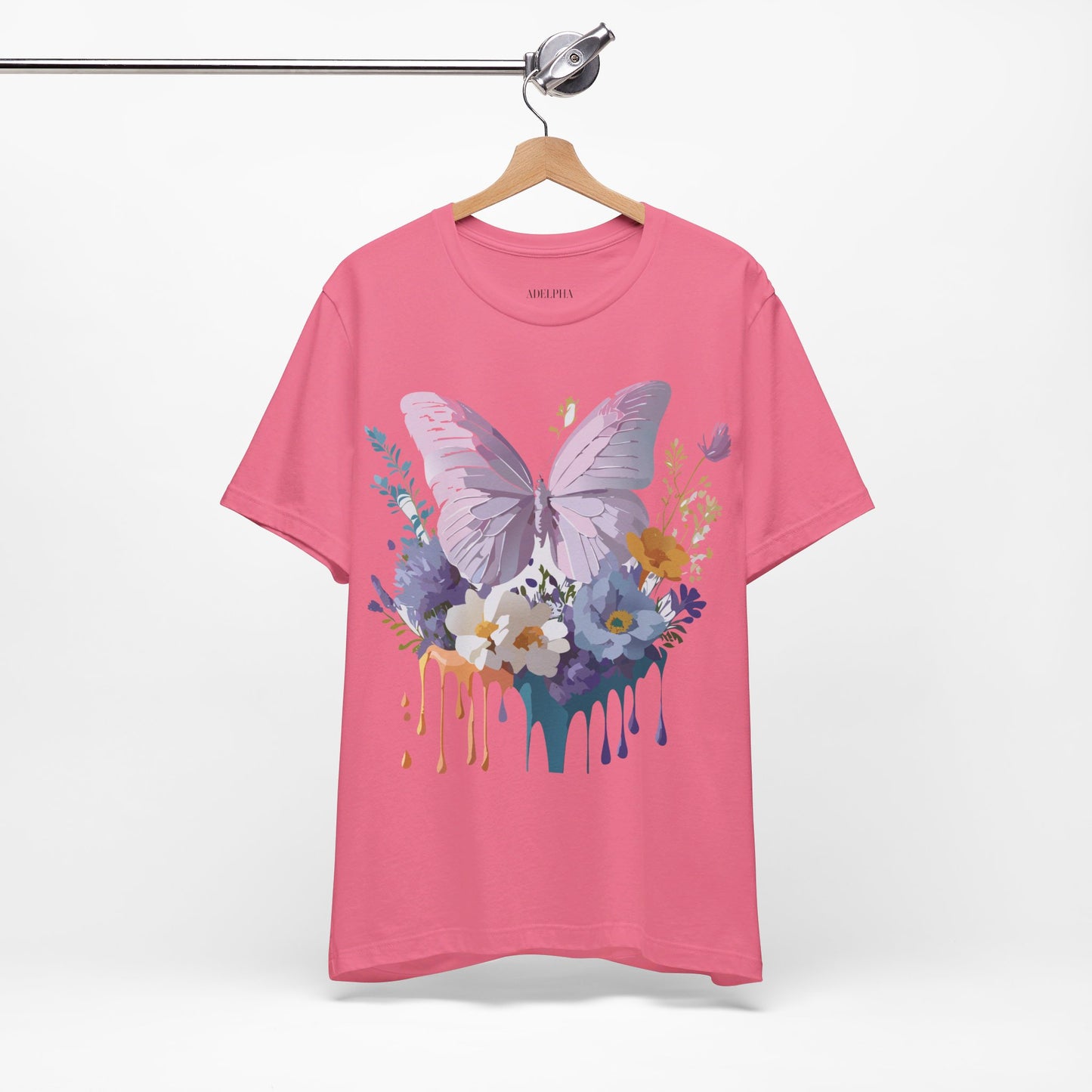 Natural Cotton Tee Shirt with Butterfly