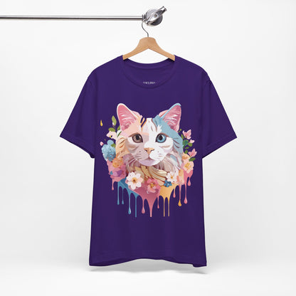 Natural Cotton Tee Shirt with Cat Printify